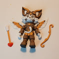 Load image into Gallery viewer, 3D Printed Articulated Steampunk Cat Cupid with Bow and Heart-Shaped Arrow
