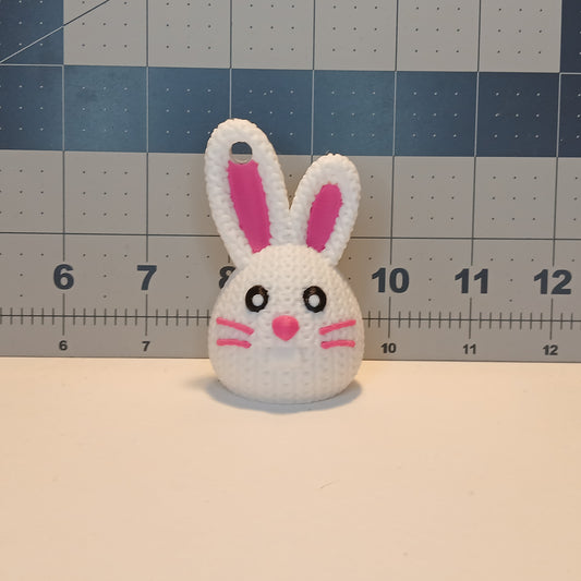 3D Printed Knit Texture Bunny Keychain