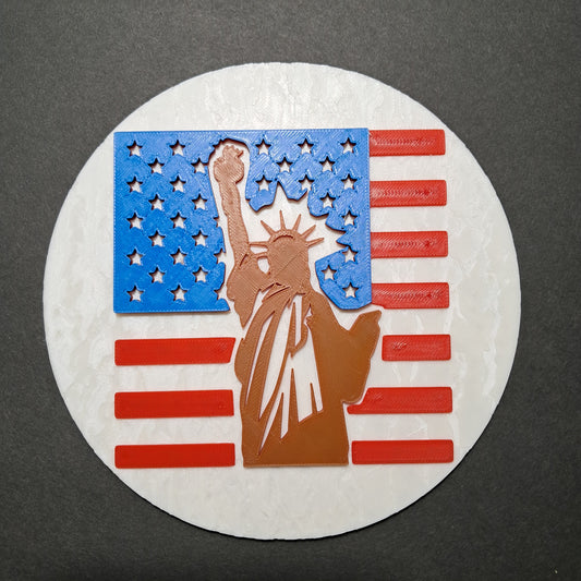 3D Printed Liberty's Bold Emblem Decorative Round Plaque