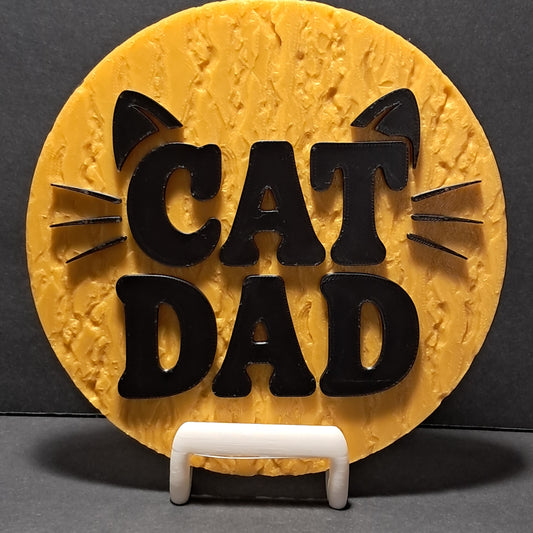 3D Printed Cat Dad 2D Art Round Plaque