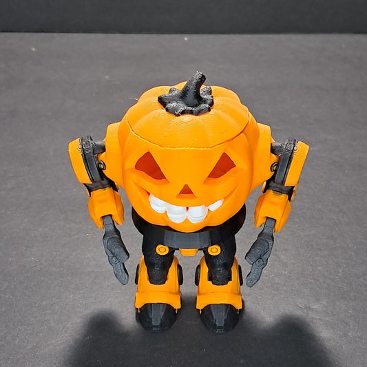 3D Printed Articulating Robot Pumpkin Flameless Tealight Holder