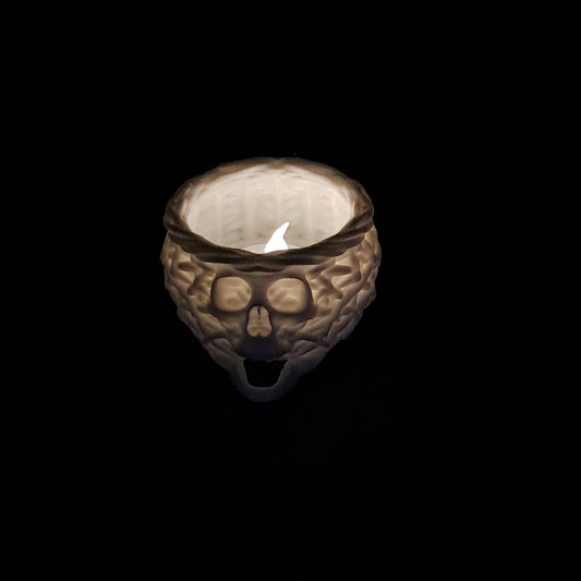 3D Printed Weave Textured Skull Flameless Tealight Holder