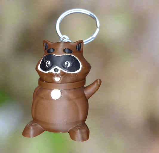 3D Printed Articulating Tail Racoon Keychain with Storage