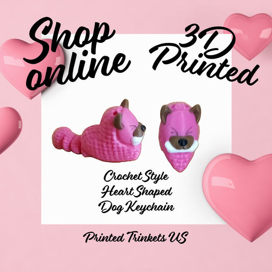 3D Printed Crochet Style Heart Shaped Dog Keychain