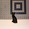 Load image into Gallery viewer, 3D Printed Black Cat Figurine Ornament and Keychain with Colored Eyes