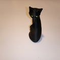 Load image into Gallery viewer, 3D Printed Black Cat Figurine Ornament and Keychain with Colored Eyes