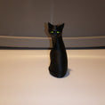 Load image into Gallery viewer, 3D Printed Black Cat Figurine Ornament and Keychain with Colored Eyes