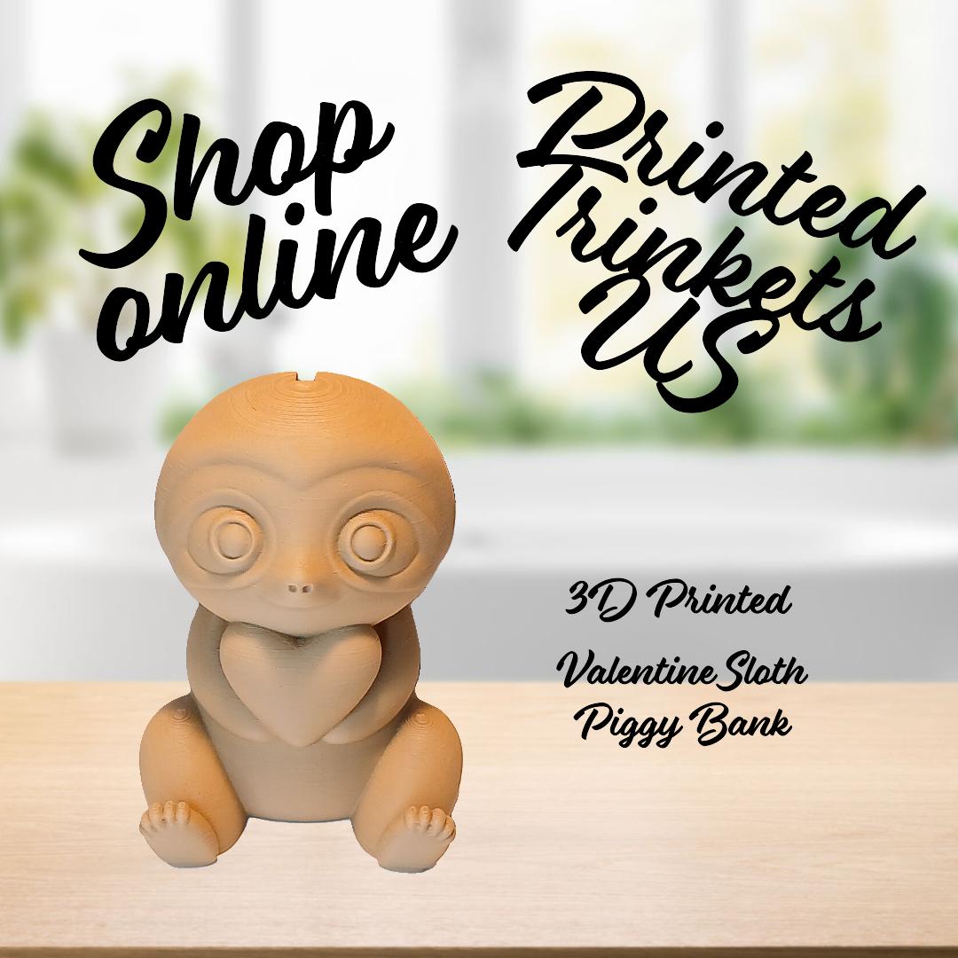 3D Printed Valentine Sloth Piggy Bank