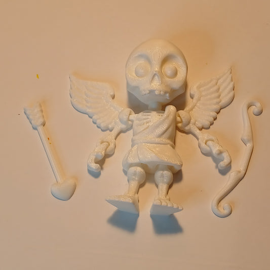 3D Printed Articulating Skeleton Cupid Valentine Angel with Bow and Heart Shaped Arrow