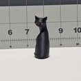 Load image into Gallery viewer, 3D Printed Black Cat Figurine Ornament and Keychain with Colored Eyes
