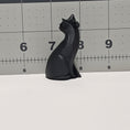 Load image into Gallery viewer, 3D Printed Black Cat Figurine Ornament and Keychain with Colored Eyes
