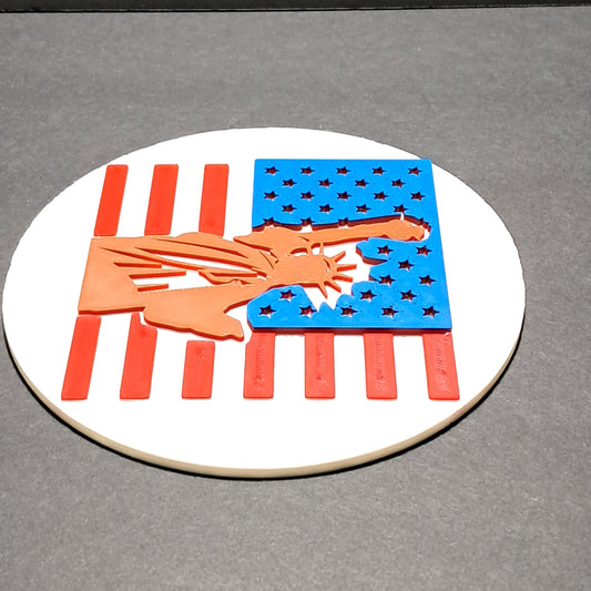 3D Printed Liberty's Bold Emblem Decorative Round Plaque