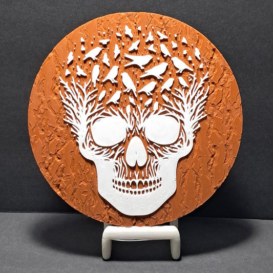 3D Printed Bursting Skull Abstract 2D Art Plaque