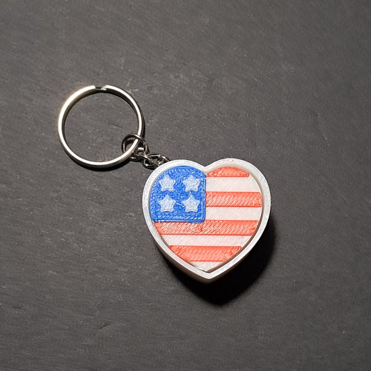 3D Printed Heart-Shaped Flag Keychain Fidget Clicker