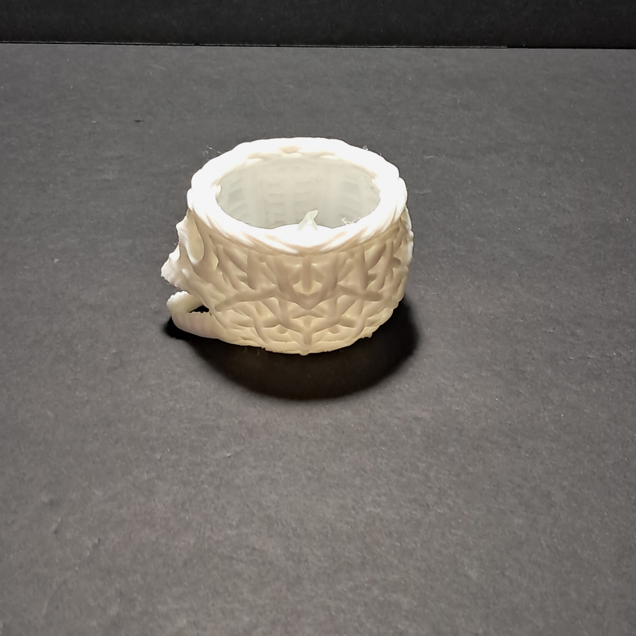 3D Printed Weave Textured Skull Flameless Tealight Holder