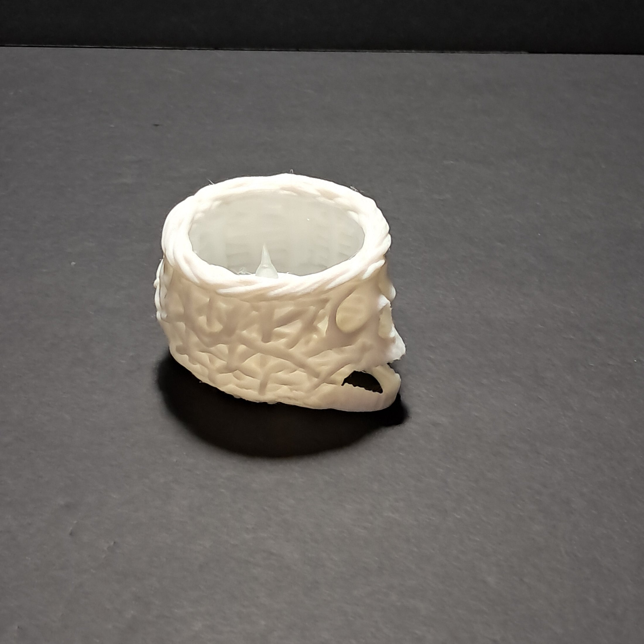 3D Printed Weave Textured Skull Flameless Tealight Holder