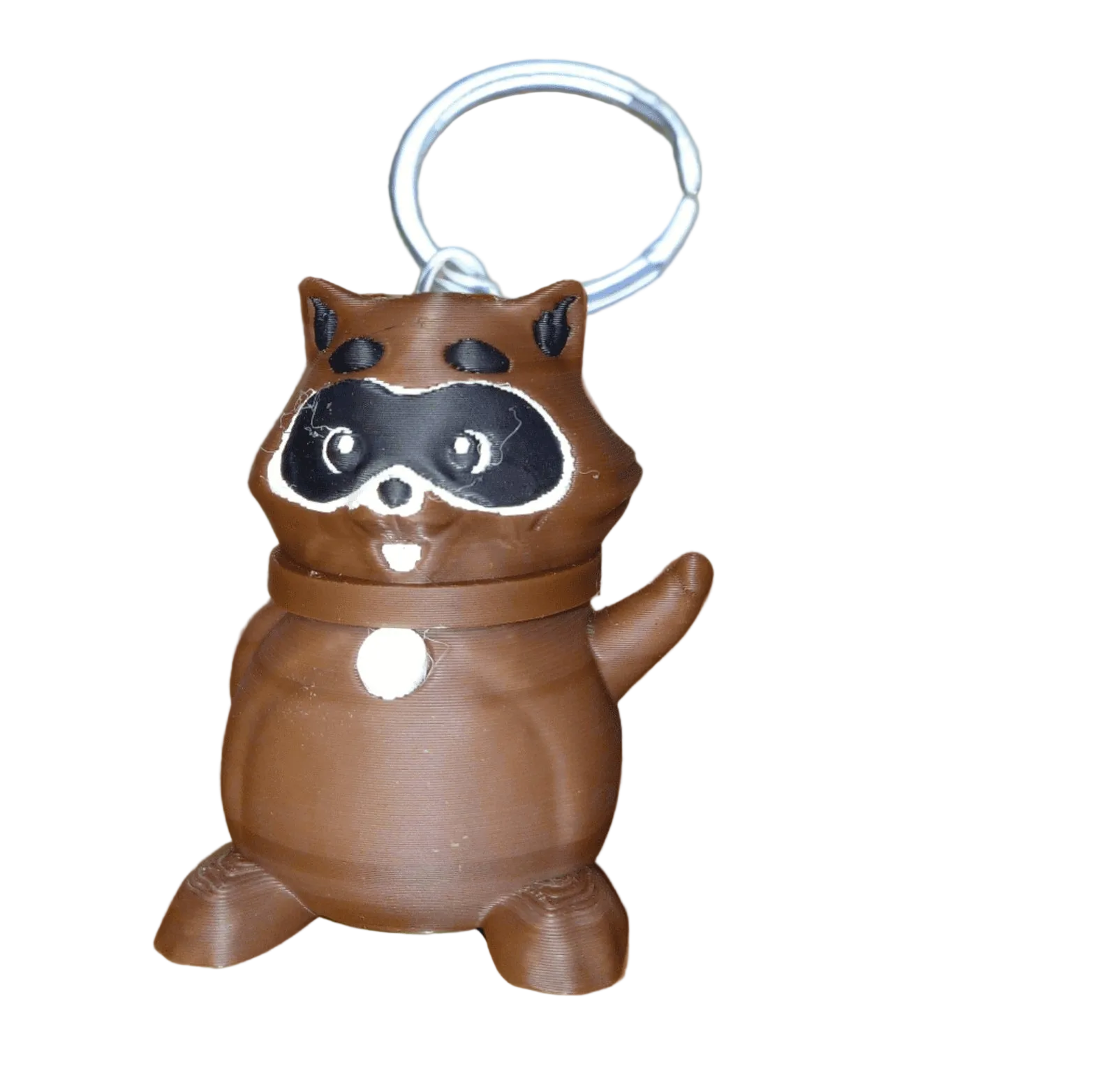 3D Printed Articulating Tail Raccoon Keychain with Storage