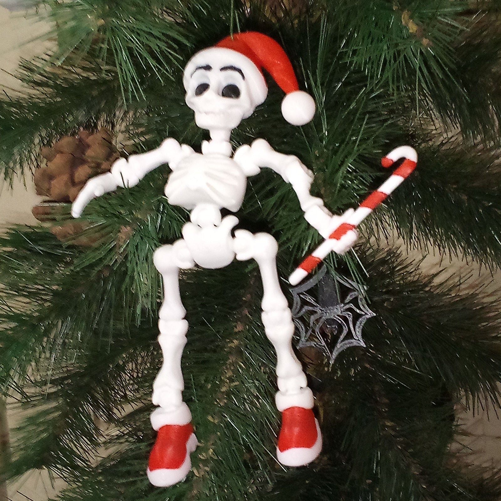 3D Printed Posable Skeleton Santa Ornament