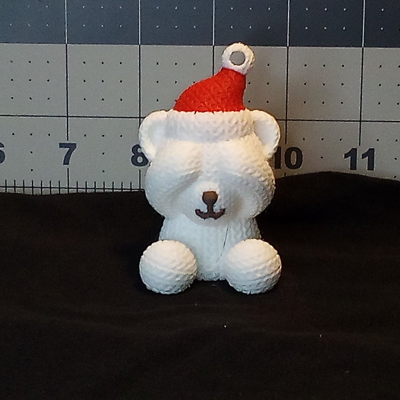 3D Printed Knit Texture Christmas Teddy Bear Ornament