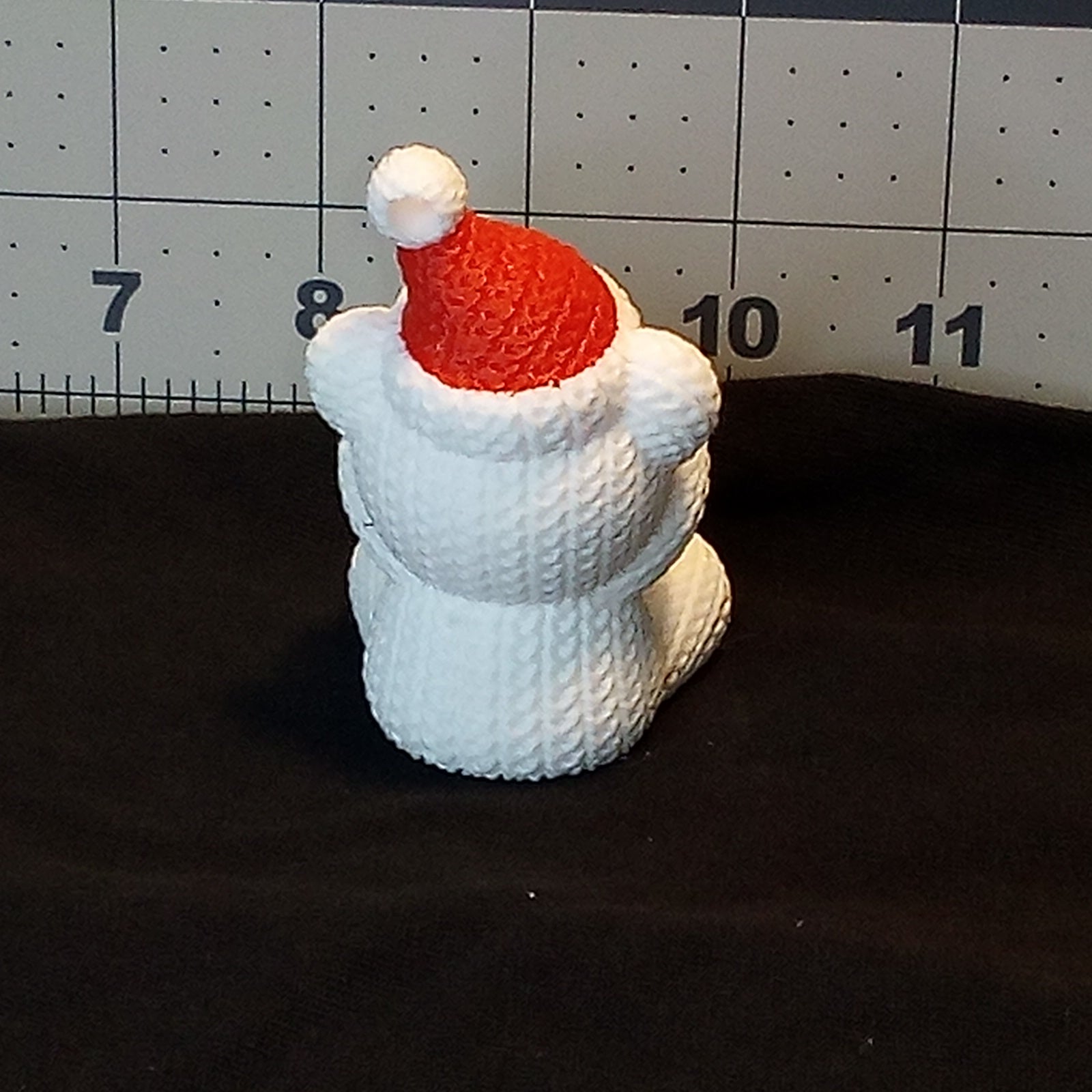 3D Printed Knit Texture Christmas Teddy Bear Ornament