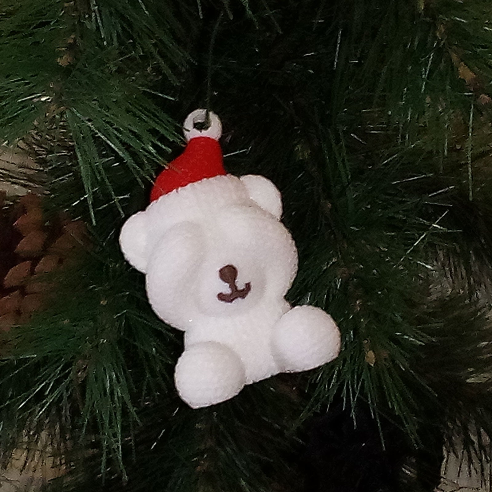 3D Printed Knit Texture Christmas Teddy Bear Ornament