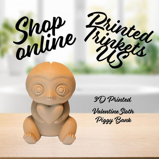 3D Printed Valentine Sloth Piggy Bank